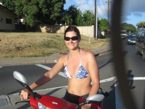 Becky on a Moped