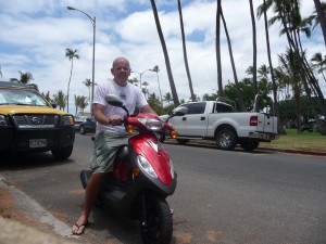 Garry on a Moped